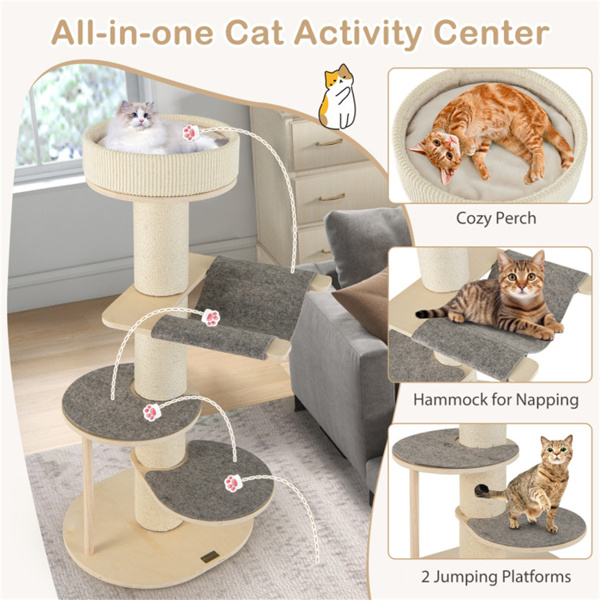 Beige Cat Tree Cat Climbing Frame with Anti slip Pads