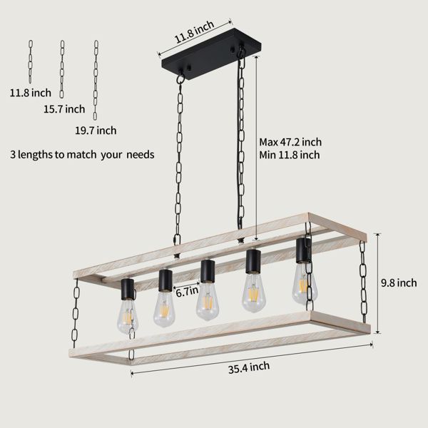 Filep 5 - Light Farmhouse Kitchen Island Pendant Light[No Bulb][Unable to ship on weekends, please place orders with caution]