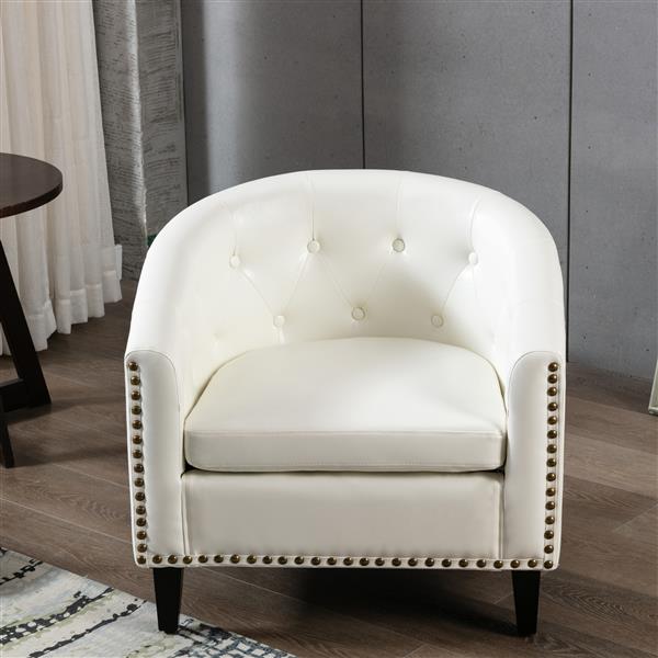 PU Leather Tufted Barrel ChairTub Chair for Living Room Bedroom Club Chairs