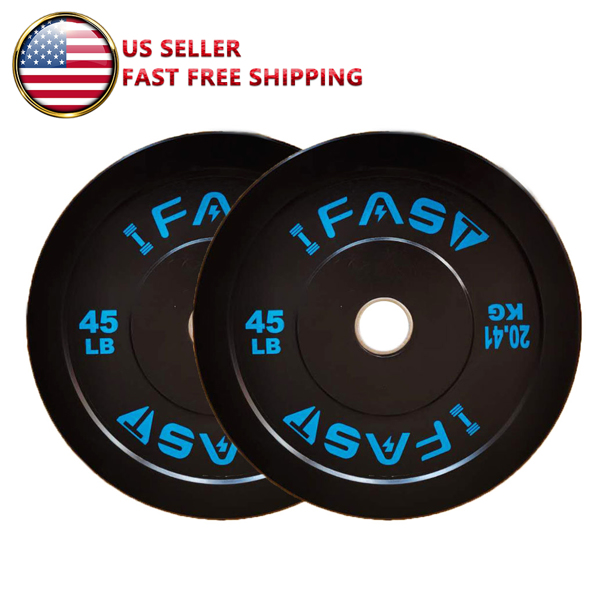 Olympic Weight Plates, Rubber Bumper Plates, 2 Inch Steel Insert 45lb Bundle Options Available for Home Gym Strength Training, Weightlifting, Weight Bench Press and Workout