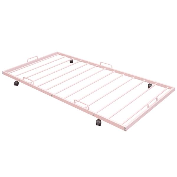 Twin Size Kids House Bed With Trundle, Metal House Bed Pink