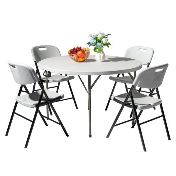 48inch Round Folding Table Outdoor Folding Utility Table White