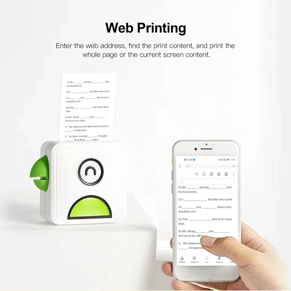 Poooli L1 Mini Portable Inkless printer 203DPI Bluetooth Connection for Journal Crafts Travel Photos for Mobile Phone with 1 Roll Paper 57*30mm Green