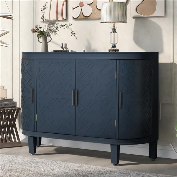 Accent Storage Cabinet Sideboard Wooden Cabinet with Antique Pattern Doors for Hallway, Entryway, Living Room