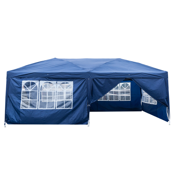 3 x 6m Four Windows Practical Waterproof Folding Tent Blue