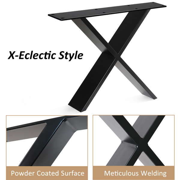 Table Legs Black, Table Runners X Shape, Coffee Table Legs 61cm, Table Base for DIY Bench, Dining Tables, Bedside Table, Bench, Two-Piece