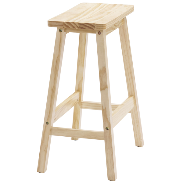 2pcs Pine Wood Saddle Seat Bar Stool Burlywood