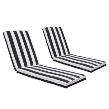 2 PCS Set Outdoor  79.49\\" x 26\\" Lounge Chair Cushion Replacement Patio Seat Cushion Chaise Lounge Cushion（Black/White Stripe） [Sale to Temu is Banned.Weekend can not be shipped, order with caution]