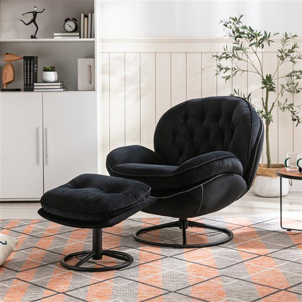 TV Chair  Living room Chair  with Ottoman-BLACK