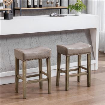 Furniture,Counter Height 26\\" Bar Stools for Kitchen Counter Backless  Faux Leather Stools Farmhouse Island Chairs (26 Inch, Gray, Set of 2)