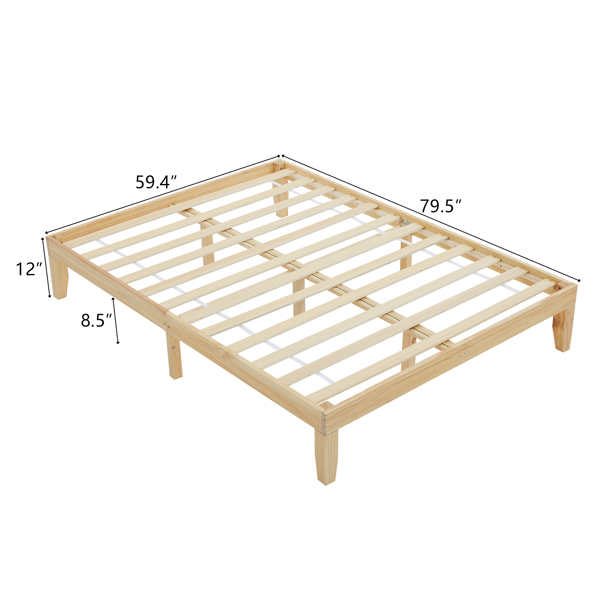 Basic bed frame solid wood color Queen 206*151*30.5cm wooden bed