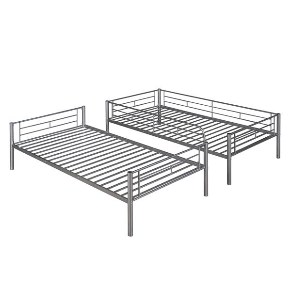 Twin Over Twin Metal Bunk Bed (Silver)