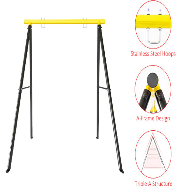 Porch Swing Frame, 550lbs Weight Capacity Swing Stand, Heavy Duty A-Frame Swing, Swing Stand Frame for Yoga Hammock Saucer Baby Porch Swing (Yellow, Swing NOT Included)