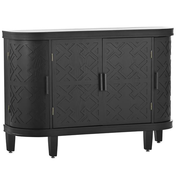 Accent Storage Cabinet Sideboard Wooden Cabinet with Antique Pattern Doors for Hallway, Entryway, Living Room