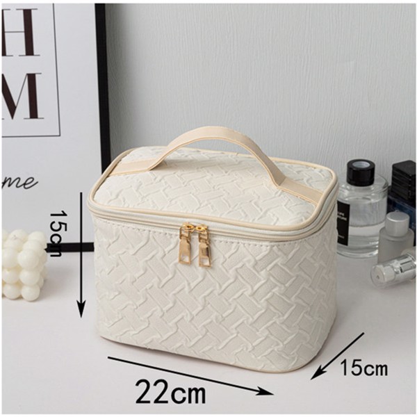 White  Premium Large capacity Portable Travel Makeup Bag, Multi-functional Cosmetic Organizer, Stain-resistant, Handheld Square Bag