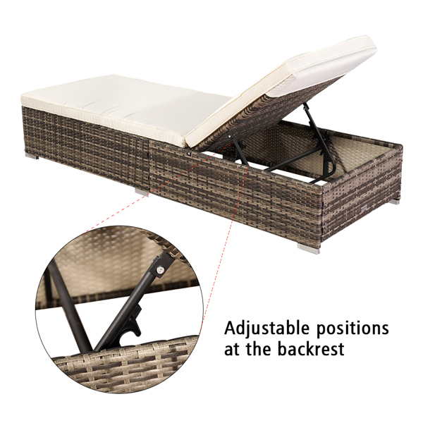  Outdoor Leisure Rattan Furniture Pool Bed / Chaise (Single Sheet)-Grey