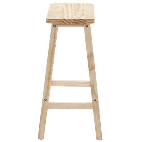 2pcs Pine Wood Saddle Seat Bar Stool Burlywood