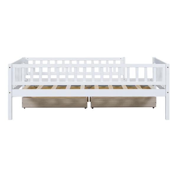 Twin Size Daybed Wood Bed with Two Drawers , White