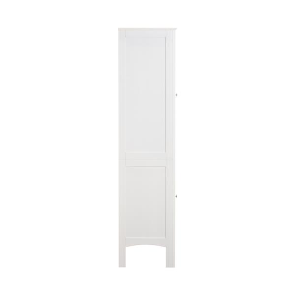 Tall Narrow Tower  Cabinet with 2 Shutter Doors 5 Tier Shelves for Bathroom, Kitchen ,Living Room ,Storage Cabinet,White