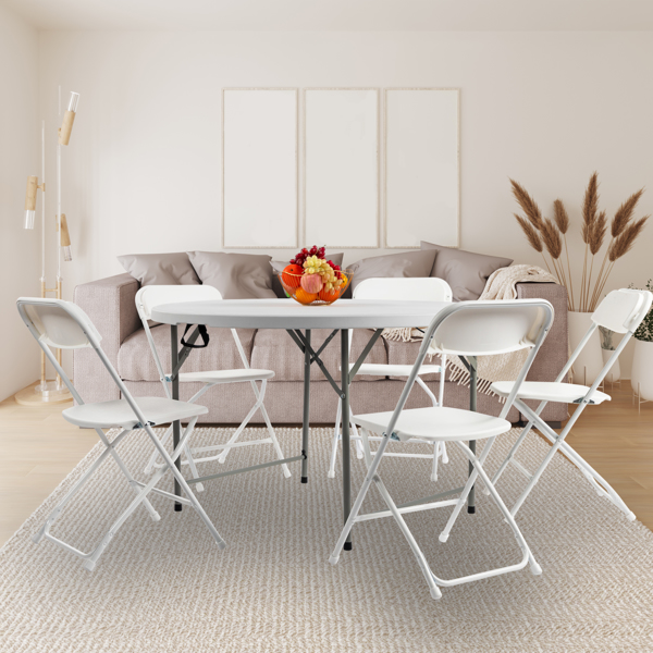 48inch Round Folding Table Outdoor Folding Utility Table White