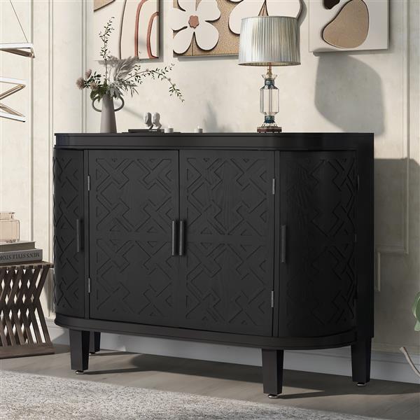 Accent Storage Cabinet Sideboard Wooden Cabinet with Antique Pattern Doors for Hallway, Entryway, Living Room