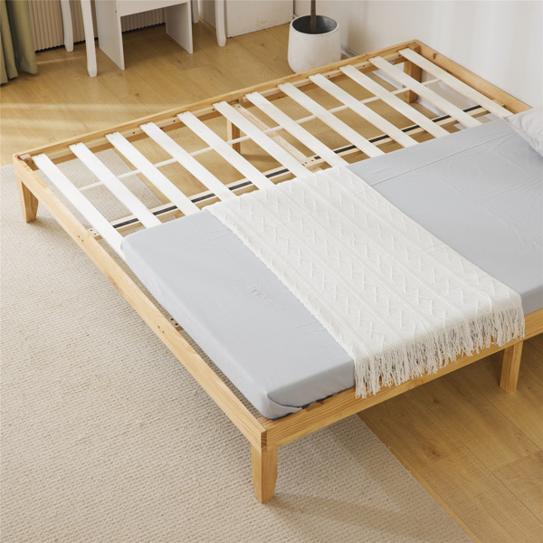 Basic bed frame solid wood color King 206*192*30.5cm wooden bed