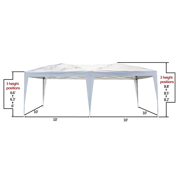 3 x 6m Four Windows Practical Waterproof Folding Tent White