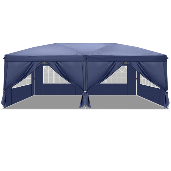 3 x 6m Four Windows Practical Waterproof Folding Tent Blue