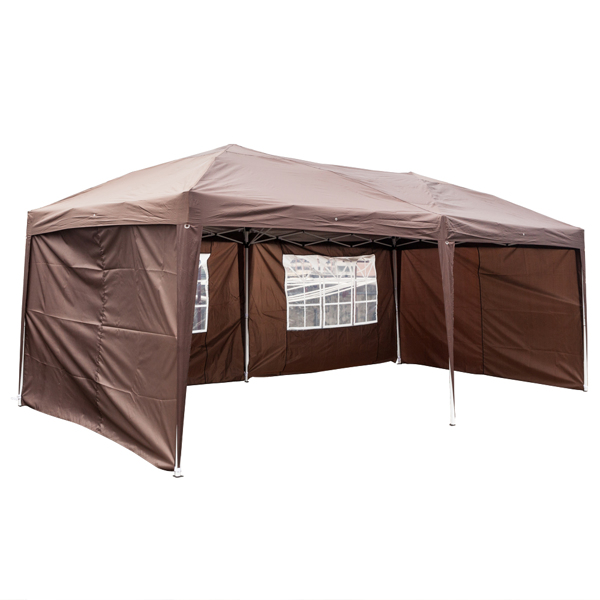 3 x 6m Two Windows Practical Waterproof Folding Tent Dark Coffee  Folding Tent