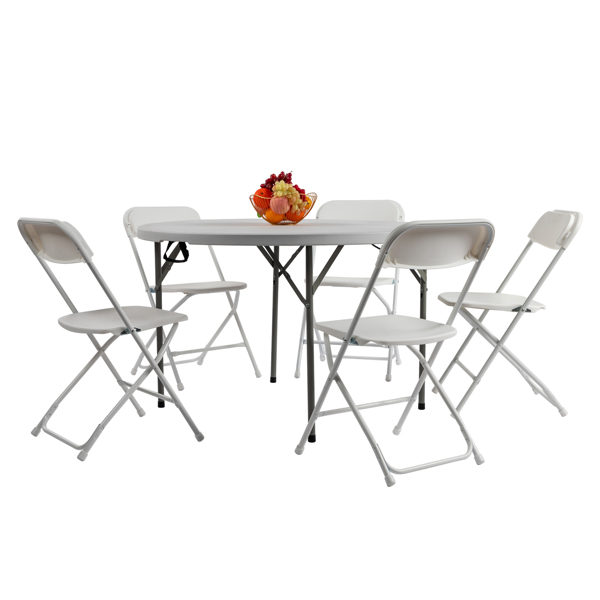 48inch Round Folding Table Outdoor Folding Utility Table White