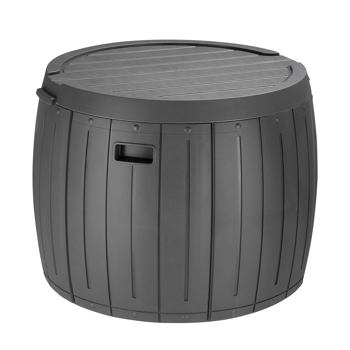 36 Gallon Round Deck Box, Thickened Outdoor Storage Box for Patio Furniture, Garden Tools, Pool Accessories, Toys, and Sports Equipment, Grey