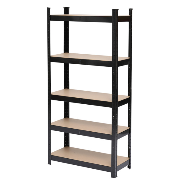 45 x 90 x 180cm 5 Tiers Powder Coated Storage Rack Black