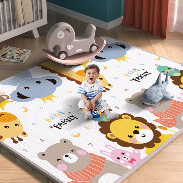 Baby Play Mat for Floor, Reversible Foam Play Mat for Baby, Non-Toxic Baby Floor Mat, Haute Collection Crawling Mat, Rolling Kids Play Mat, One-Piece Waterproof Playmat for Babies