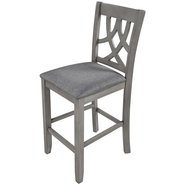 Farmhouse 2 Piece Padded Round Counter Height Kitchen Dining Chairs with Cross Back for Small Places, Gray