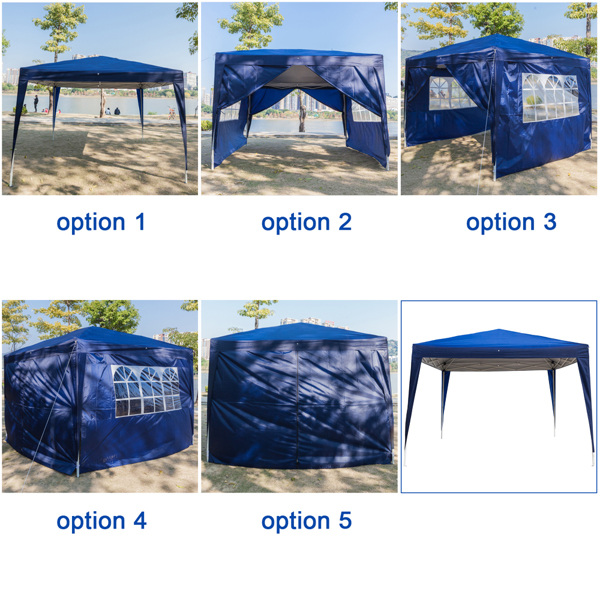 3 x 3m Two Doors & Two Windows Practical Waterproof Right-Angle Folding Tent Blue