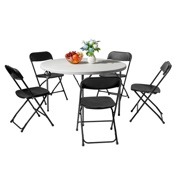 48inch Round Folding Table Outdoor Folding Utility Table White