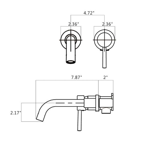 Single Lever Handle Wall Mounted Bathroom Faucet