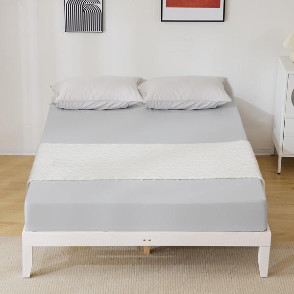 Basic bed frame Painted pine wood Washed white Full 189*136*30.5cm Wooden bed Single bed