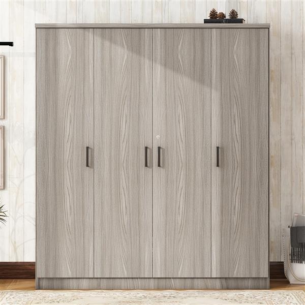 4-Door Wardrobe with 1 Drawer, Gray