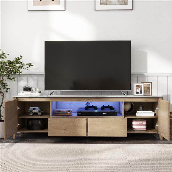 70 Inches Modern TV stand with LED Lights Entertainment Center TV cabinet with Storage for Up to 75 inch for Gaming Living Room Bedroom