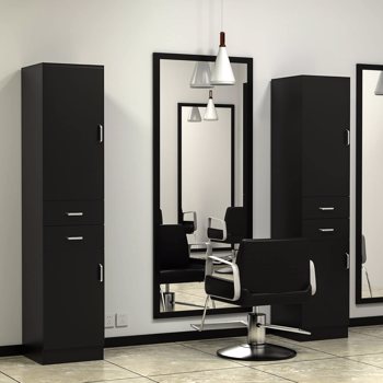 Barber Stations Wall Mount Salon Station, Salon Cabinets and Storage with 2 Tier Shelf, Hair Styling Storage Cabinet with 2 Drawers & 1 Storage Cabinet