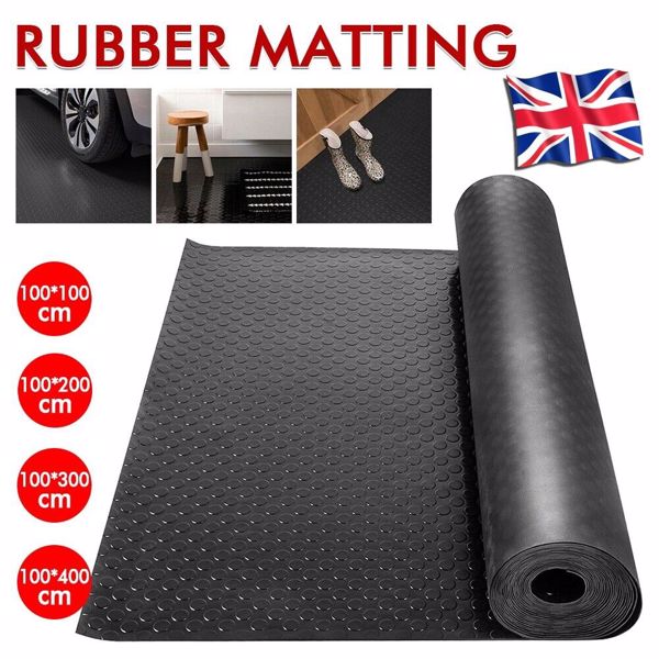 Rubber Flooring Matting Heavy Duty Black Anti Slip Garage Coin Penny 3MM Thick