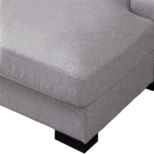 Modern Mid-Century Indoor Oversized Chaise Lounger Comfort Sleeper Sofa with Pillow and Soild Wood Legs, Linen, Gray