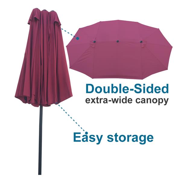 15Ftx9FtDouble-Sided Patio Umbrella Outdoor Market Table Garden Extra Large Waterproof Twin Umbrellas with Crank and Wind Vents for Garden Deck Backyard Pool Shade Outside Deck Swimming Pool