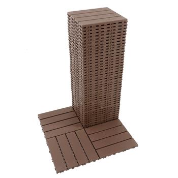 Plastic Interlocking Deck Tiles,44 Pack Patio Deck Tiles,11.8\\"x11.8\\" Square Waterproof Outdoor Floor All Weather Use, Patio Floor Decking Tiles for Porch Poolside Balcony Backyard (Dark Brown 44 pack)