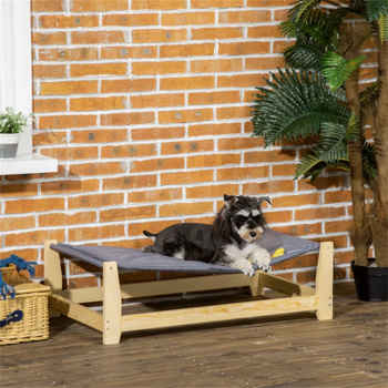 35.5 \\"L wooden dog bed with cushion