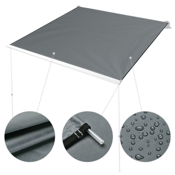 250 x 250cm Canopy for Carside Awning,Rooftop Pullout Ripstop UPF50+ Side Awning, Reinforced Hinges & Poles for Jeep/SUV/Truck/Van only Roof （ No shipping on weekends.）