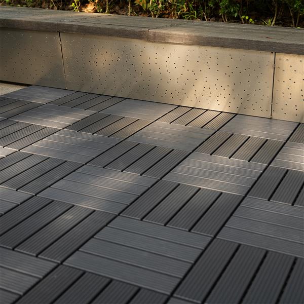 Plastic Interlocking Deck Tiles,44 Pack Patio Deck Tiles,12"x12" Square Waterproof Outdoor All Weather Use, Patio Decking Tiles for Poolside Balcony Backyard, Grey