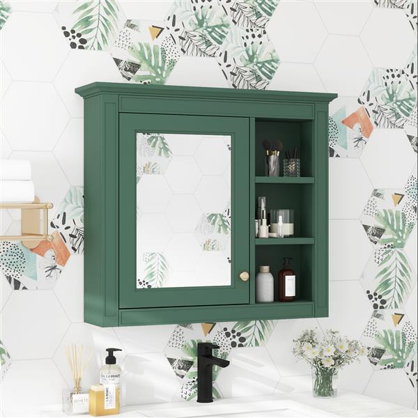 30'' x 28'' Medicine Cabinet, Wall Mounted Bathroom Storage Cabinet, Modern Bathroom Wall Cabinet with Mirror,Medicine Cabinet,  Mirror Cabinet with 3 Open Shelves (Not Include Bathroom Vanity )