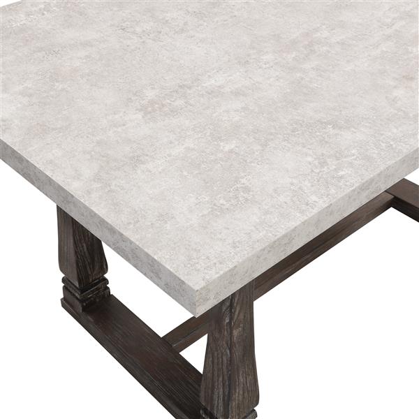 60 inch Dining Table, Classic Farmhouse Rectangle Kitchen Table Ideal for Home, Kitchen, Grey Tabletop.